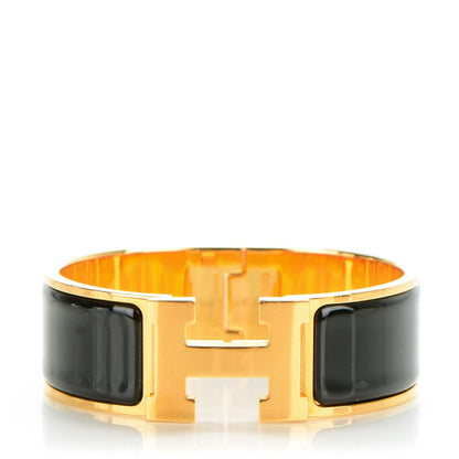Hermes Enamel Wide Clic Clac H Bracelet PM Black 1 of 6