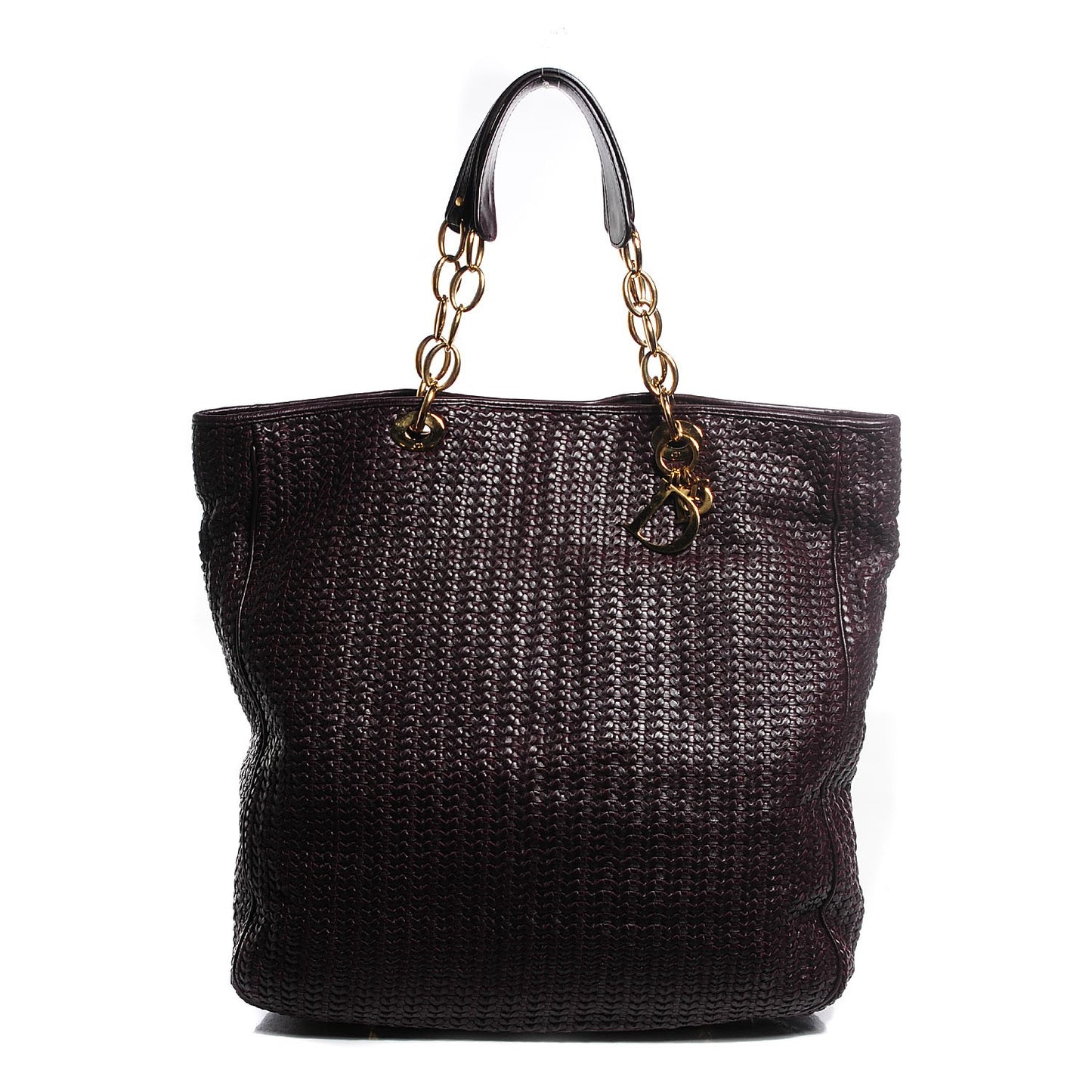 Lambskin Woven Large Dior Soft Tote Burgundy