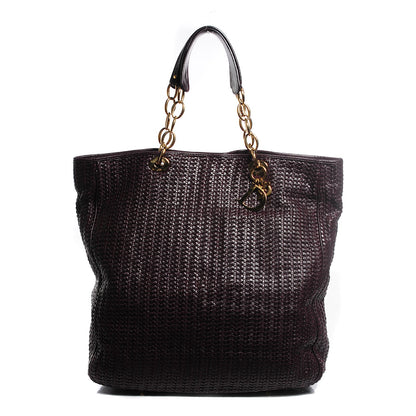 Christian Dior Lambskin Woven Large Dior Soft Tote Burgundy 1 of 8