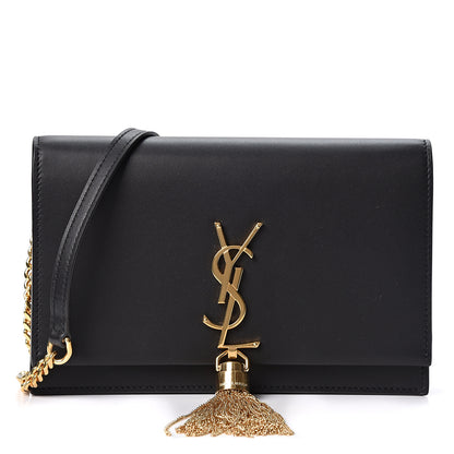 Saint Laurent Smooth Calfskin Classic Monogram Kate Tassel Chain Wallet Black 1 of 9