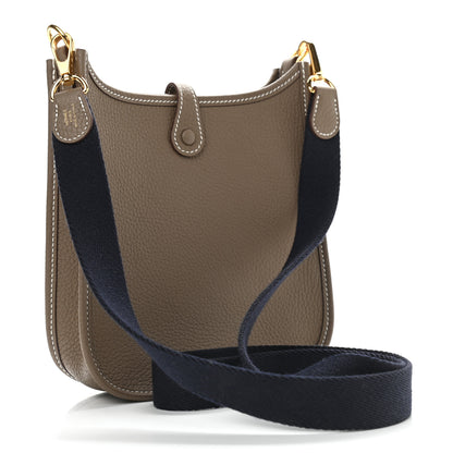 Hermes Taurillon Clemence Amazone Evelyne TPM Etoupe Bleu Indigo 3 of 9