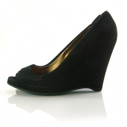 Miu Miu Suede Peep Toe Wedges 40 Black 2 of 6