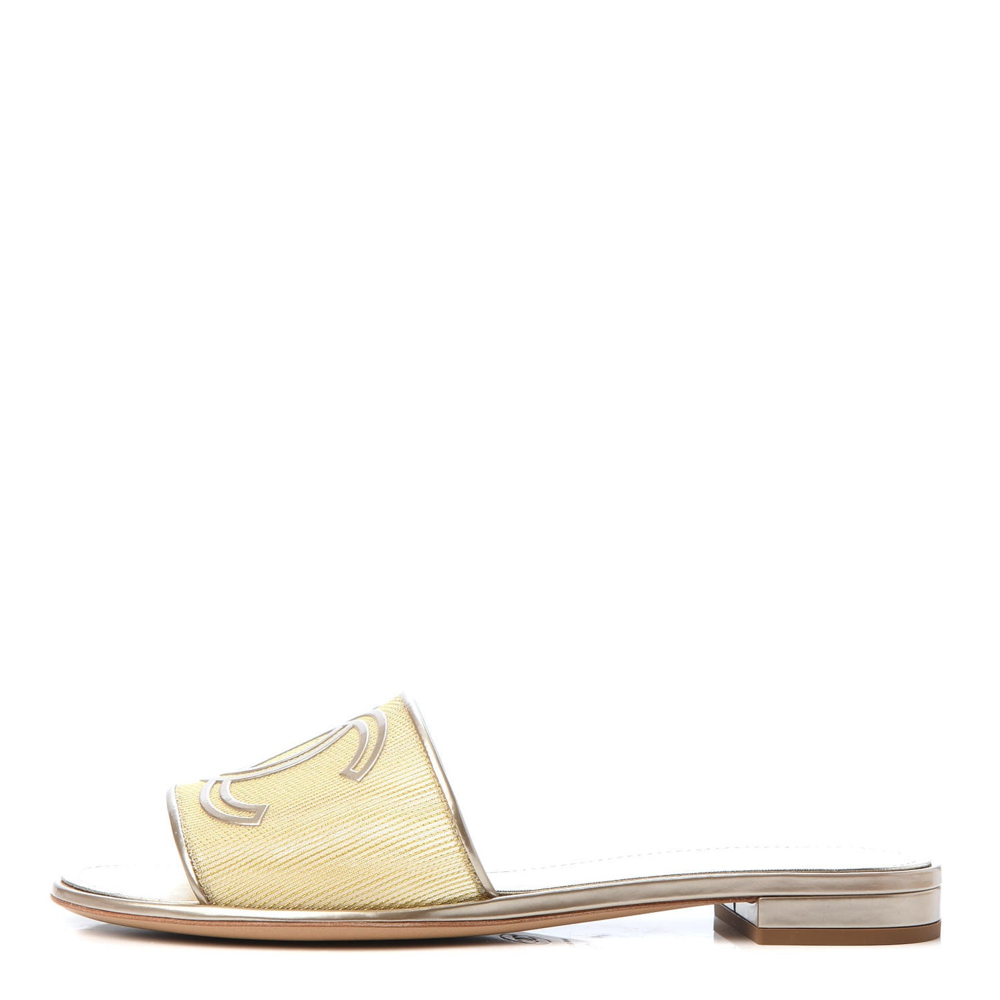Glitter Mesh Patent Calfskin CC Mules 39 Gold