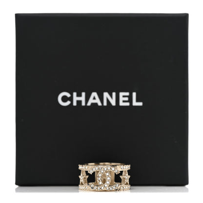 Chanel Metal Crystal CC Star Ring 52 6 Light Gold 8 of 8