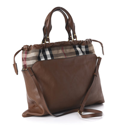 Burberry Soft Calfskin House Check Big Crush Tote Brown Ochre 3 of 9