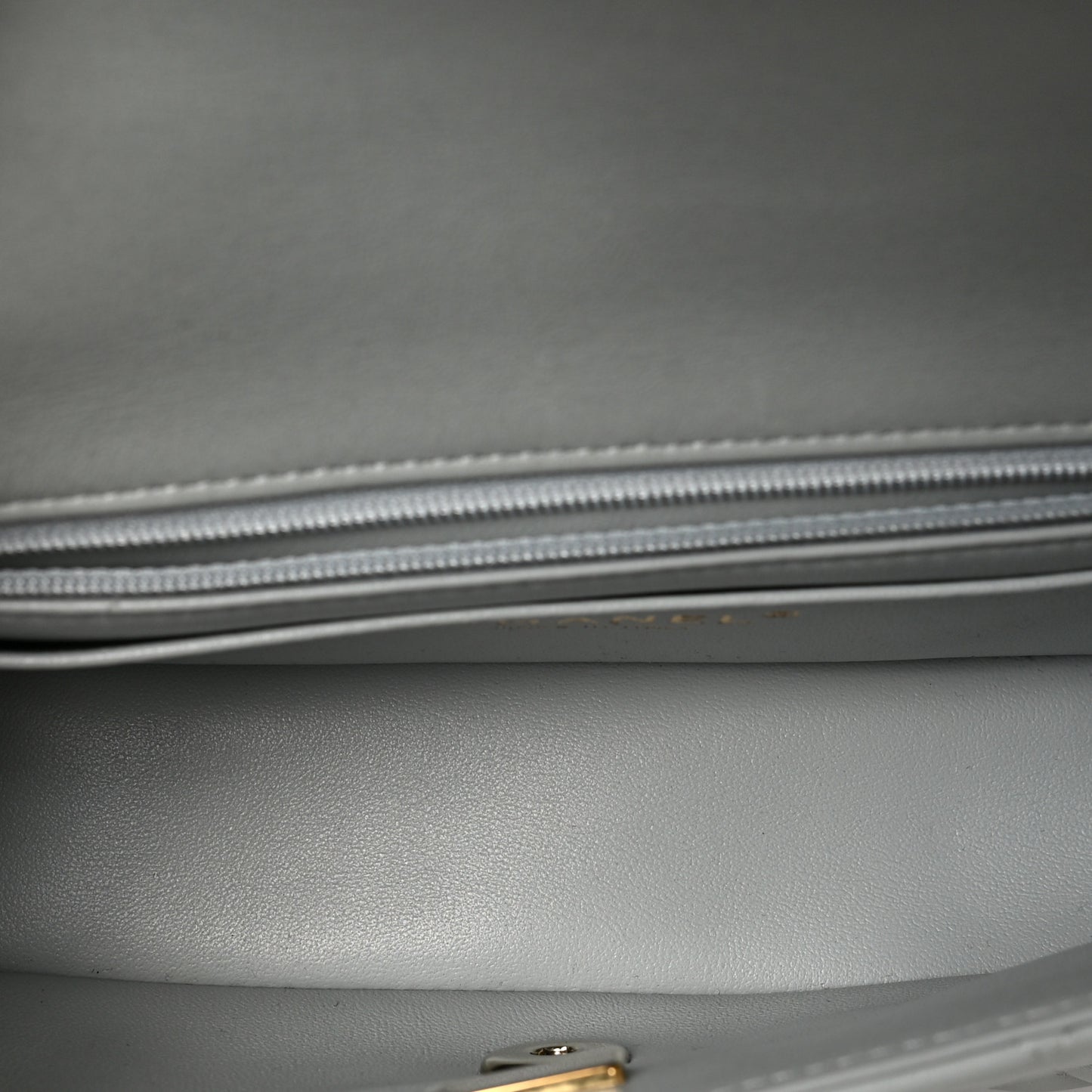 Lambskin Quilted Mini Rectangular Flap Grey