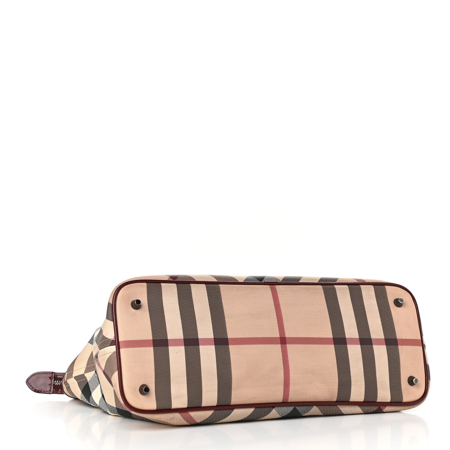 Burberry Patent Nova Check Shopper Tote Berry Red 4 of 9