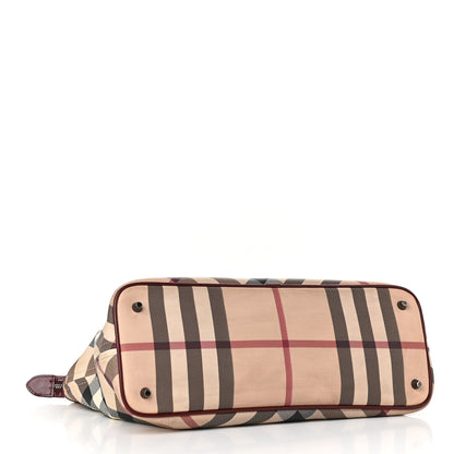 Burberry Patent Nova Check Shopper Tote Berry Red 4 of 9