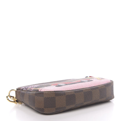 Louis Vuitton Damier Ebene 2019 Christmas Animation Mini Pochette Accessories Red 4 of 8