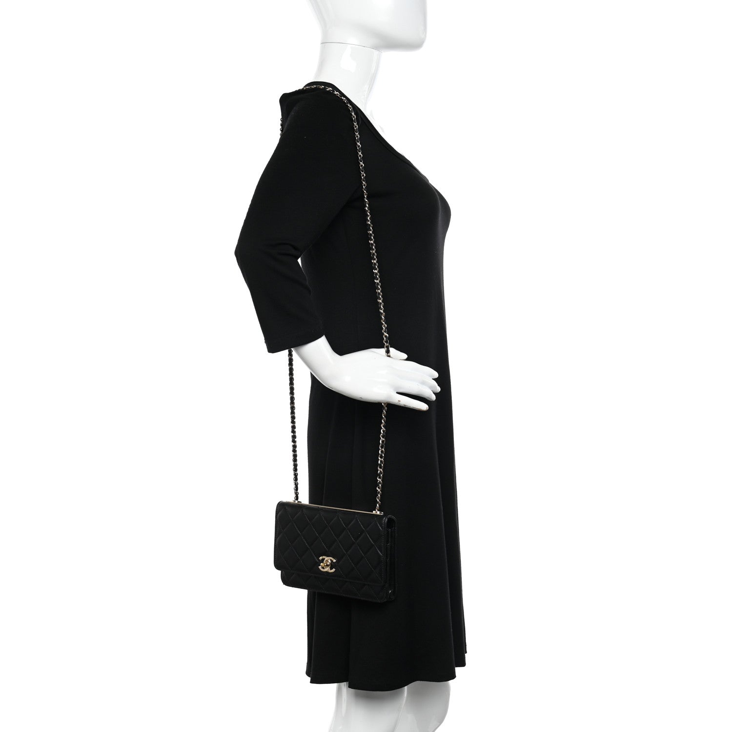 Chanel Lambskin Quilted Trendy CC Wallet On Chain WOC Black 2 of 14