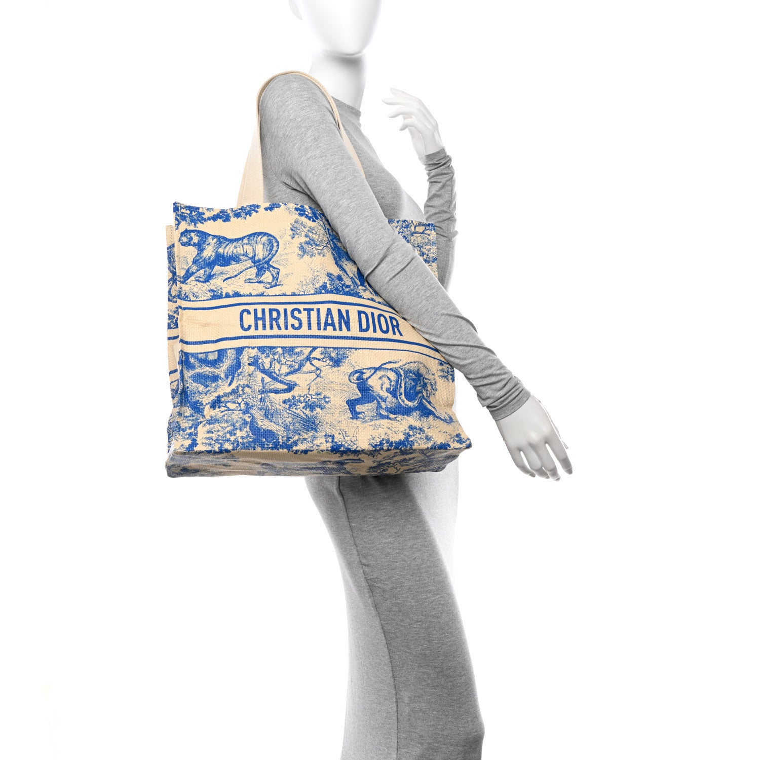 Christian Dior Straw Dioriviera Tote Blue 2 of 10