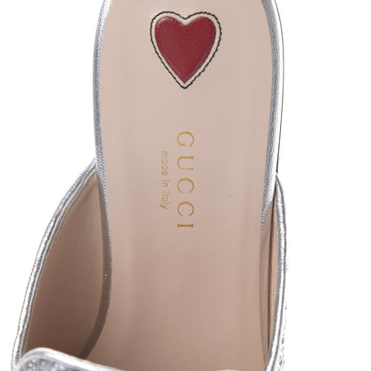 Gucci Glitter Womens Princetown Slippers 37.5 Silver 5 of 10