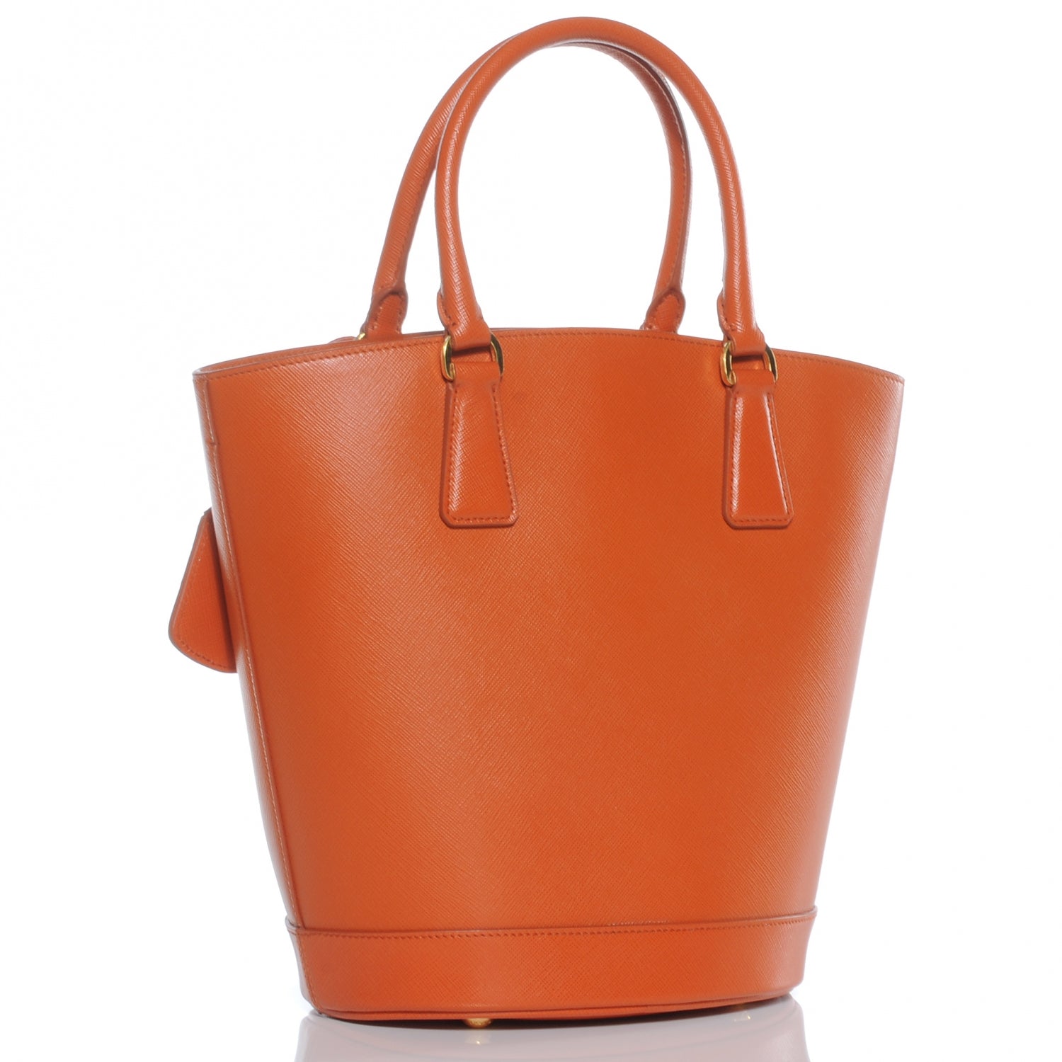 Prada Saffiano Lux Bucket Tote Papaya 3 of 9