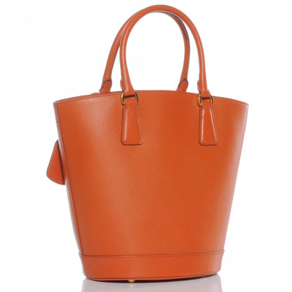 Prada Saffiano Lux Bucket Tote Papaya 3 of 9