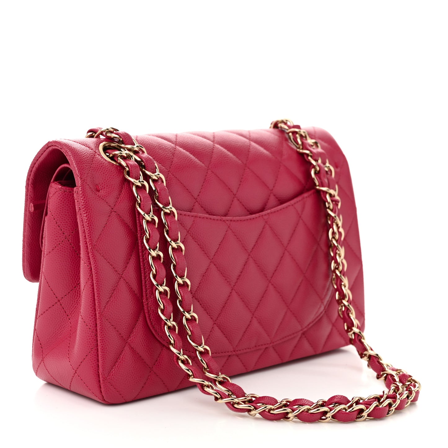 Caviar Quilted Small Double Flap Fuchsia