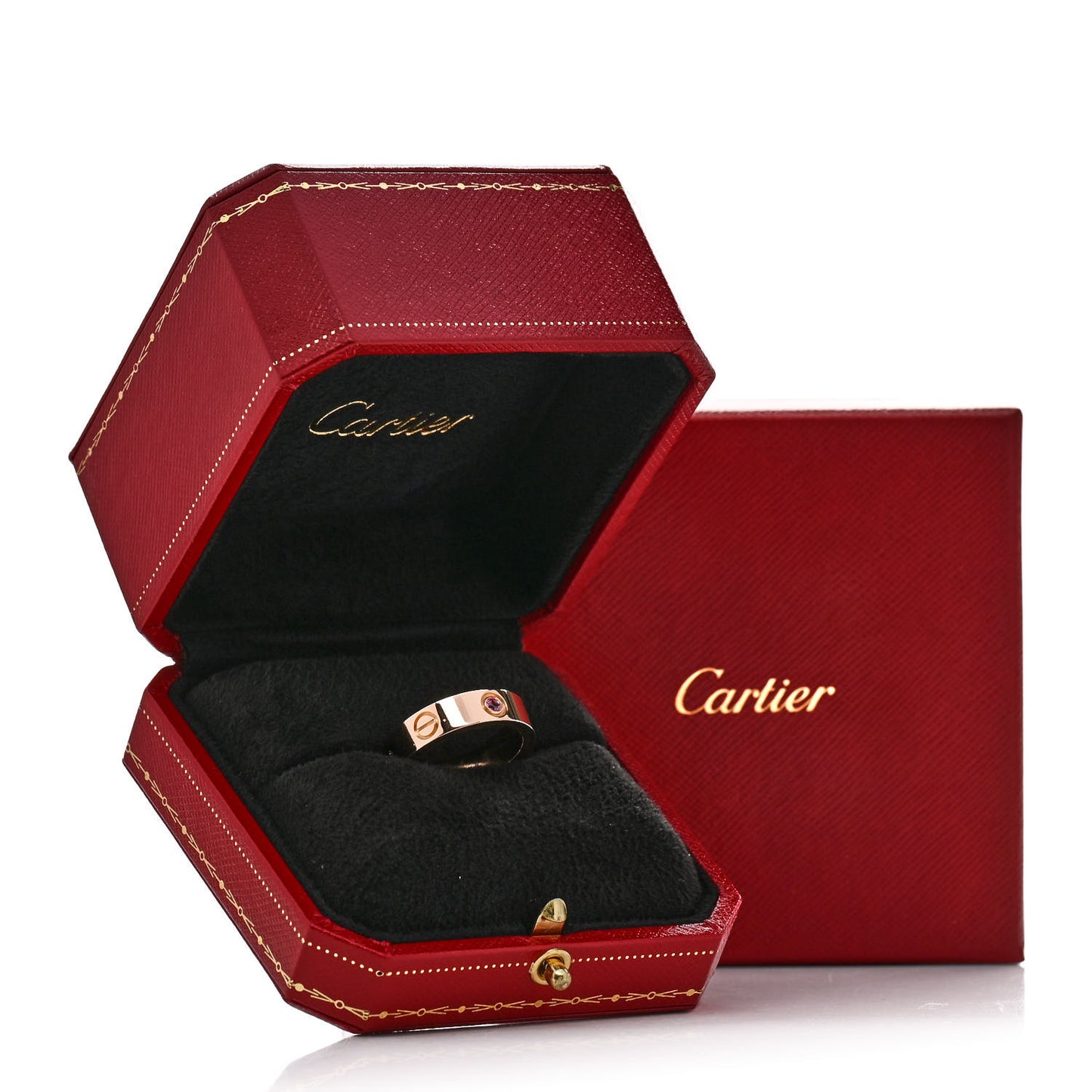 18K Pink Gold Pink Sapphire 5.5mm LOVE Ring 54 6.75