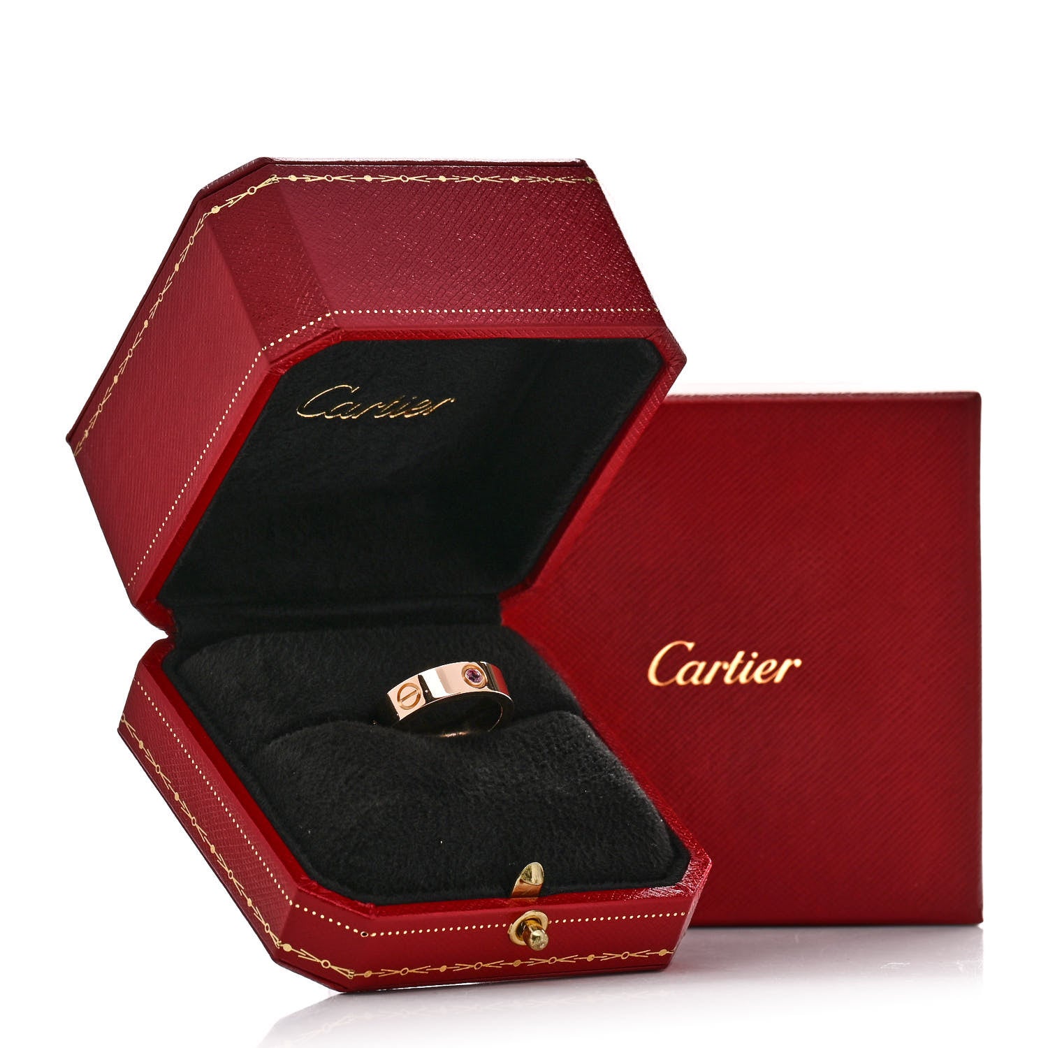 Cartier 18K Pink Gold Pink Sapphire 5.5mm LOVE Ring 54 6.75 5 of 5