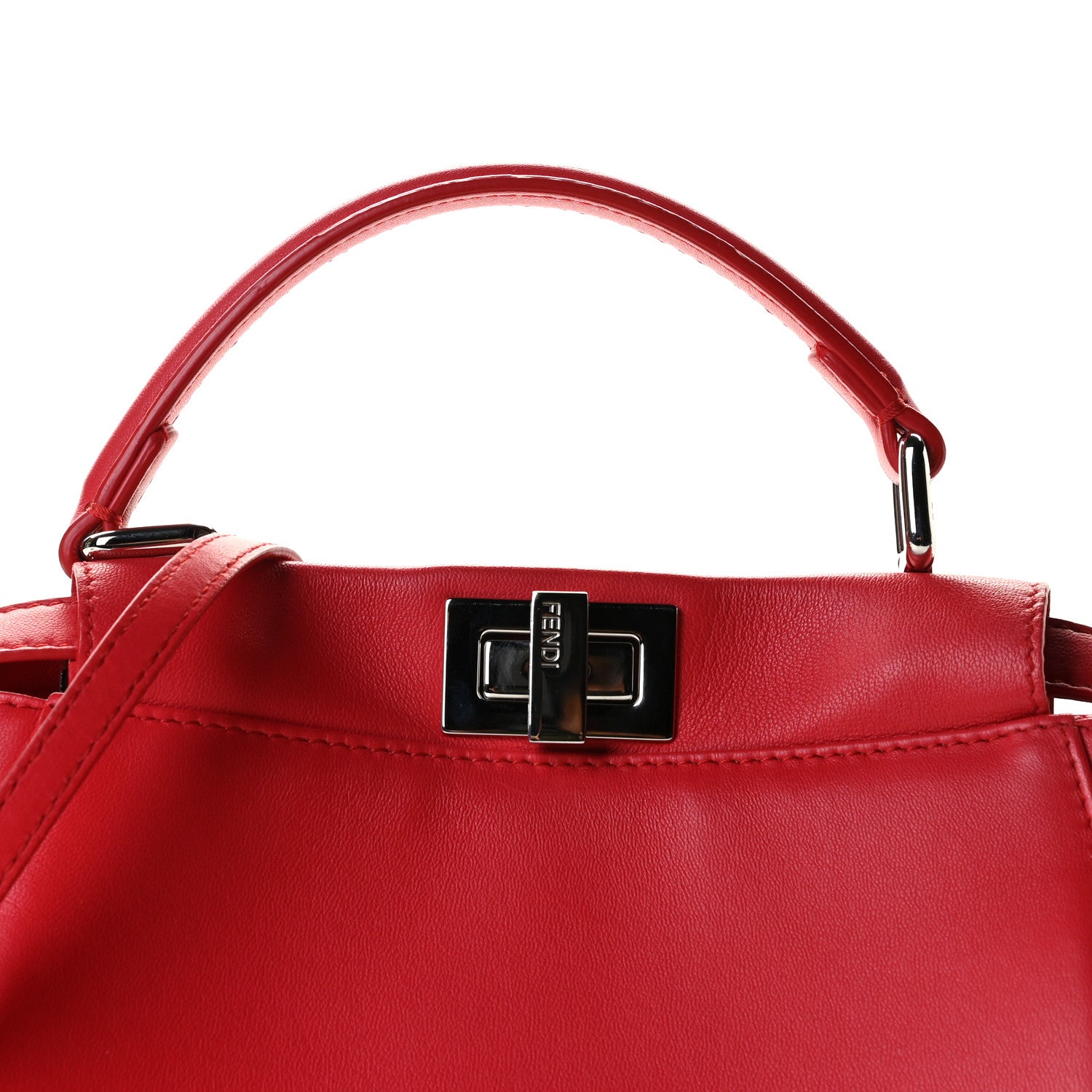 Fendi Nappa Mini Peekaboo Iconic Satchel Fiamma 8 of 9