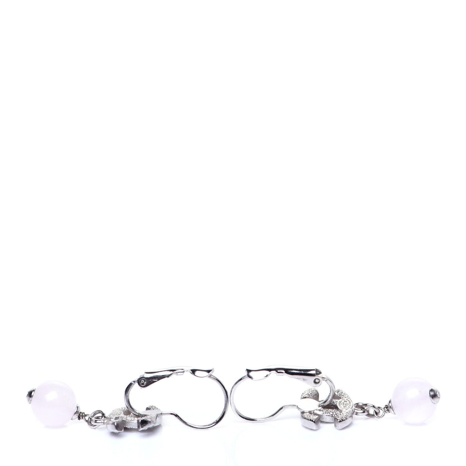 Chanel Resin Crystal CC Drop Earrings Silver 3 of 4