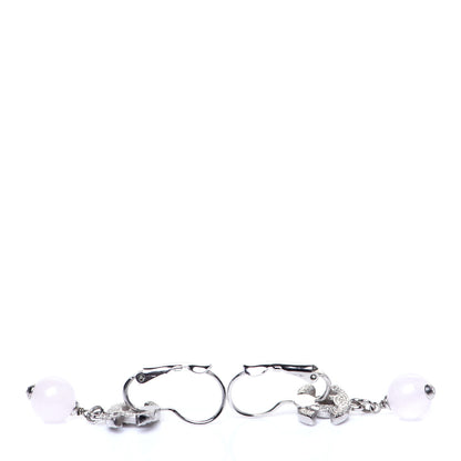 Chanel Resin Crystal CC Drop Earrings Silver 3 of 4