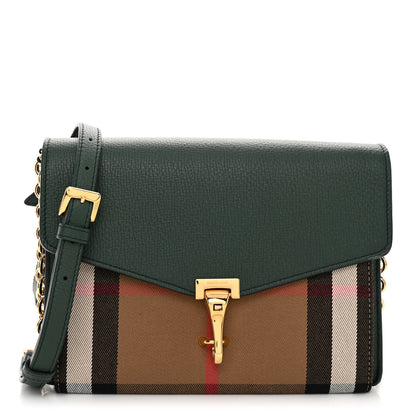 Burberry Derby Calfskin House Check Small Macken Crossbody Bag Bottle Green 1 of 9