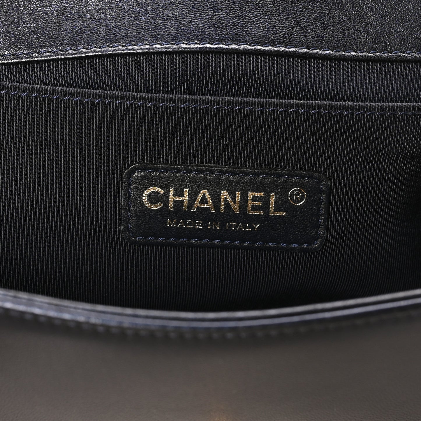 Lambskin Embossed Medium Boy Cube Flap Navy