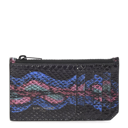 Saint Laurent Snakeskin 5 Fragments Zip Pouch Card Holder Black 1 of 7