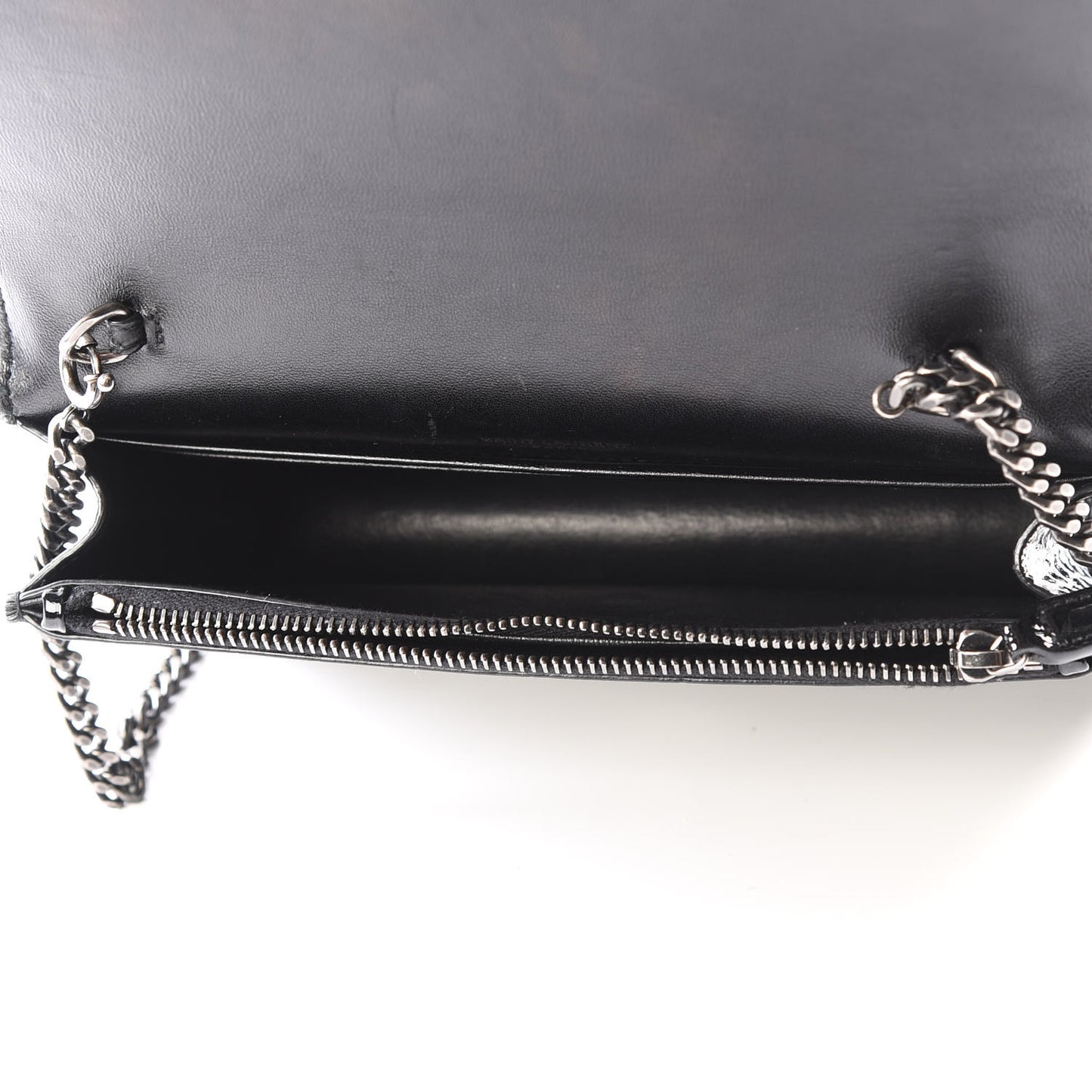 Calfskin Crocodile Embossed Kate Monogram Tassel Chain Wallet Black