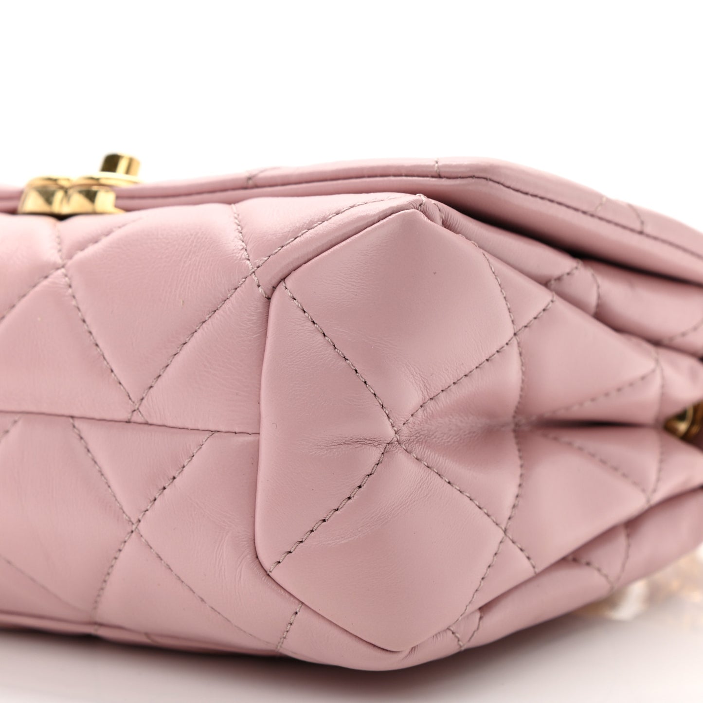 Lambskin Quilted Color Match Small Flap Light Pink