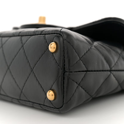 Chanel Lambskin Quilted Small Flap Top Handle Bag Black 10 of 13