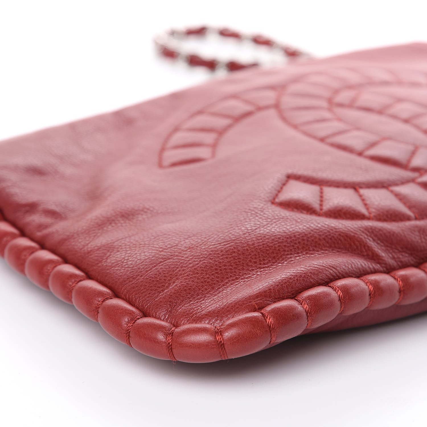 Chanel Calfskin On The Bund Pochette Dark Red 8 of 12