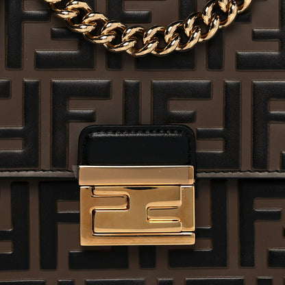 Fendi Vitello Liberty Bi-Color FF 1974 Embossed Small Kan U Shoulder Bag Maya Black 8 of 10