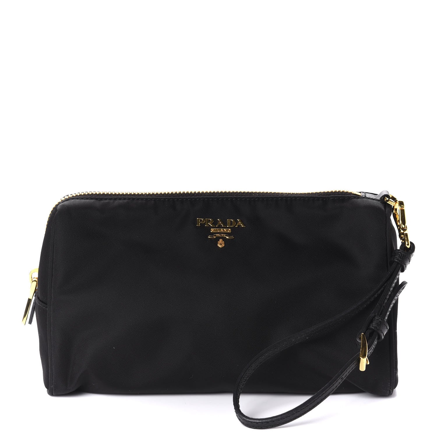 Prada Tessuto Nylon Saffiano Wristlet Black 1 of 9