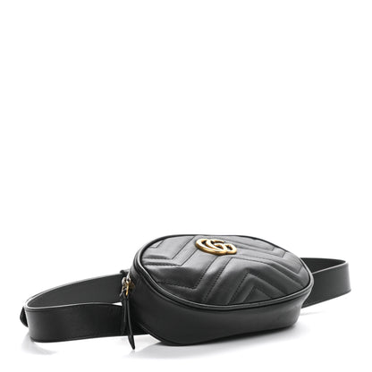 Gucci Calfskin Matelasse GG Marmont Belt Bag 95 38 Black 4 of 15