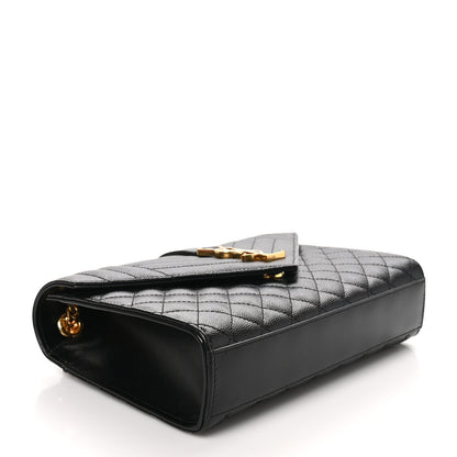 Saint Laurent Grain De Poudre Textured Mixed Matelasse Triquilt Medium Monogram Satchel Black 4 of 10