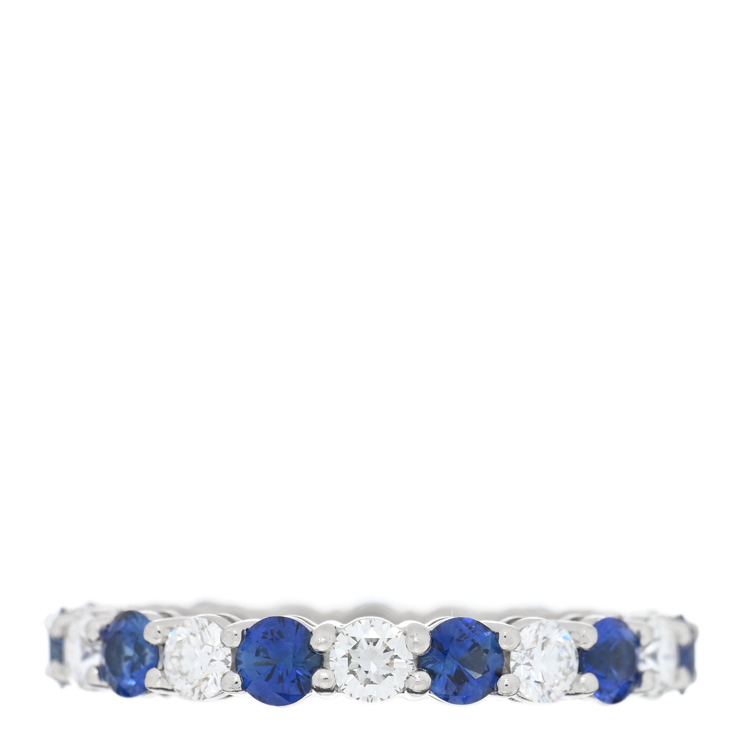 Tiffany Platinum Diamond Blue Sapphire Forever Full Circle Ring 54 6.75 3 of 4