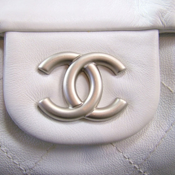 Leather Quilted Flap Hobo Ivory