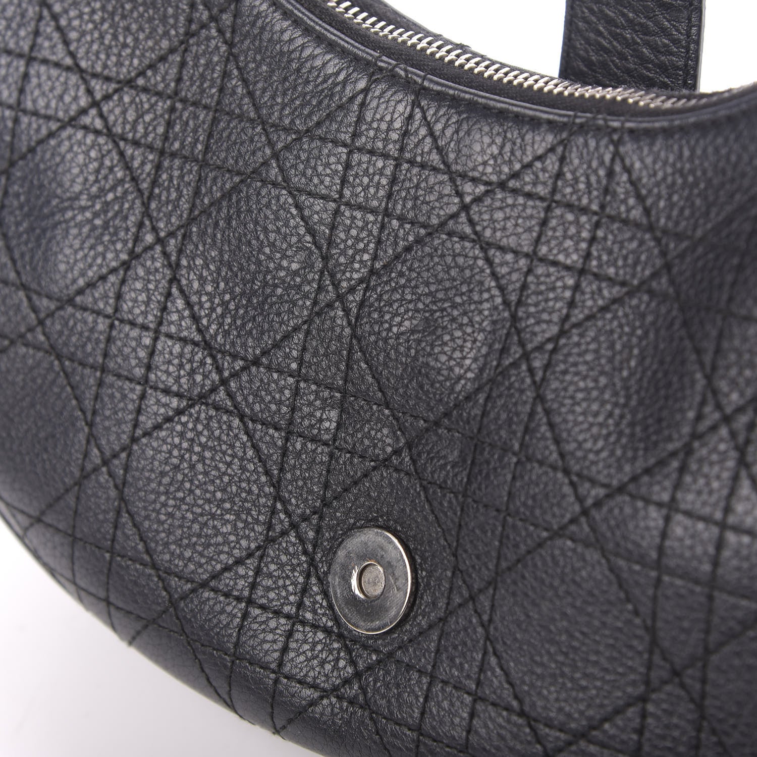 Christian Dior Grained Calfskin Cannage Hobo Black 8 of 11