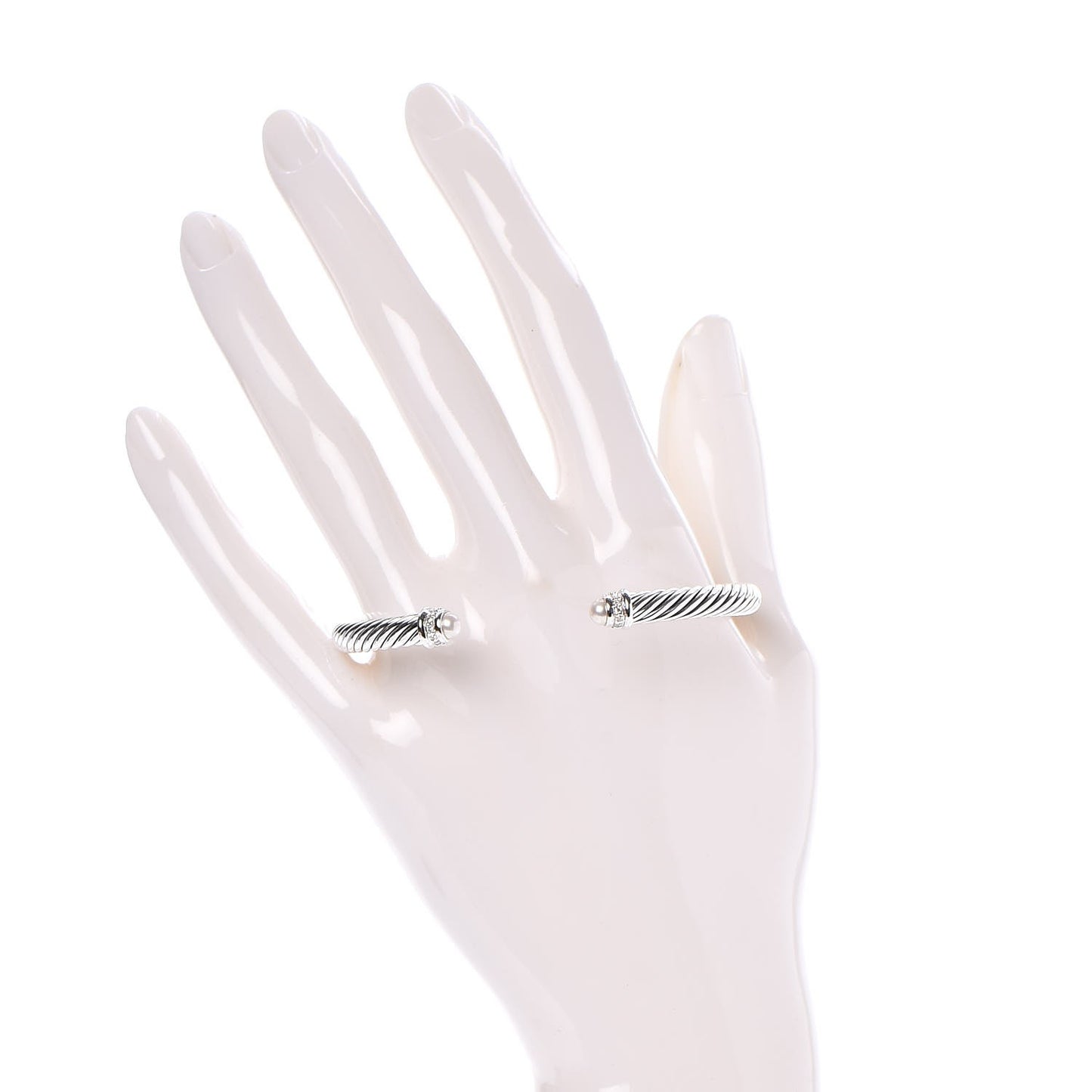 Sterling Silver Diamond Pearl 5mm Cable Classics Bracelet