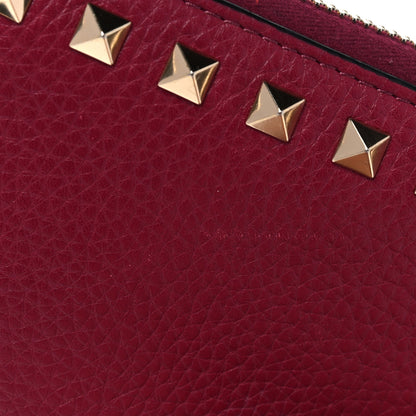 Valentino Garavani Pebbled Calfskin Rockstud Zip Around Wallet Raspberry 14 of 14