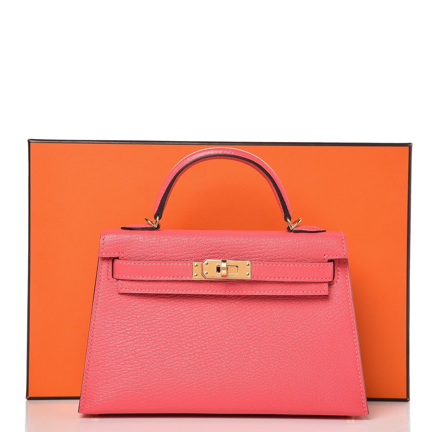 Hermes Chevre Mysore Mini Kelly Sellier 20 Rose Lipstick 27 of 29