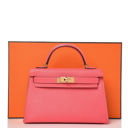 Hermes Chevre Mysore Mini Kelly Sellier 20 Rose Lipstick 27 of 29