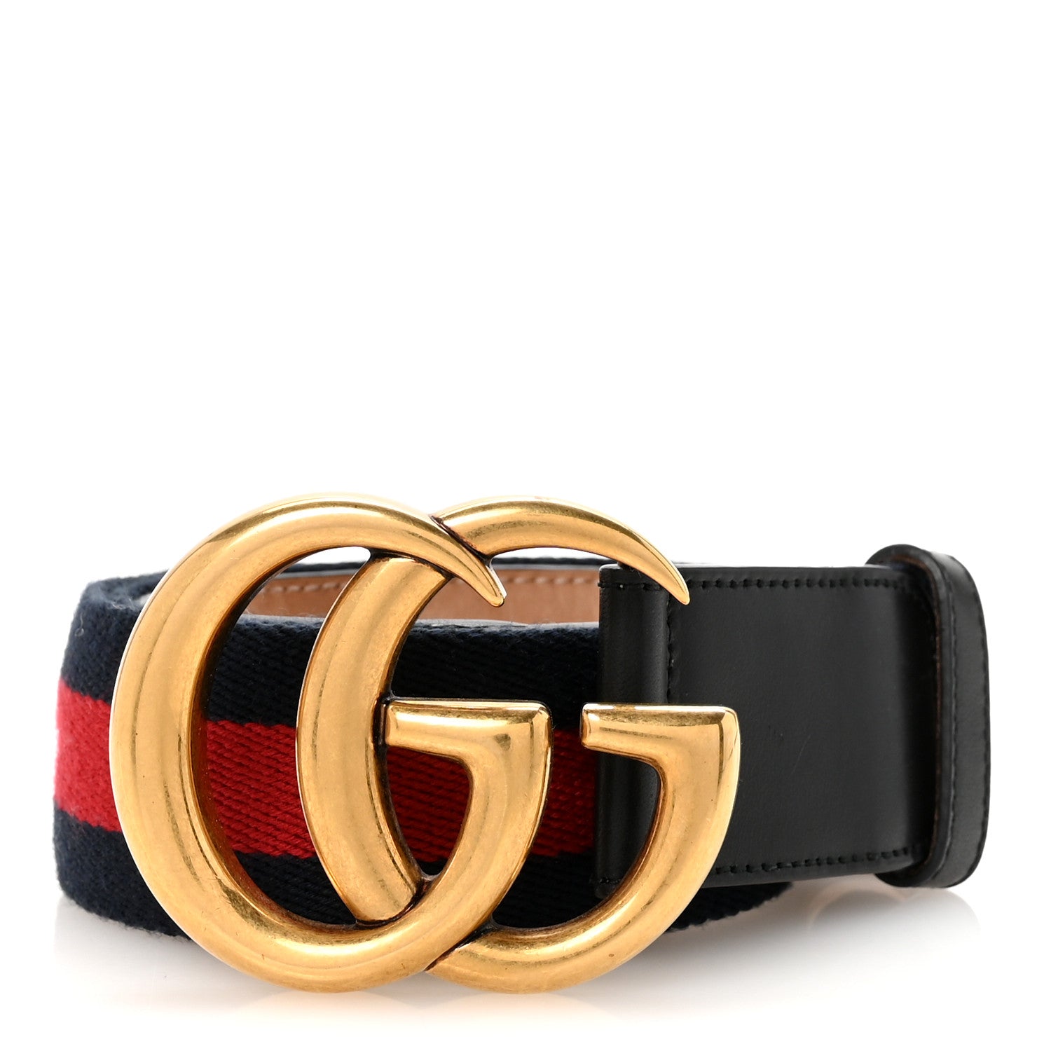 Gucci Nylon Calfskin Double G Web 40mm Belt 75 30 Blue Red Black 1 of 5