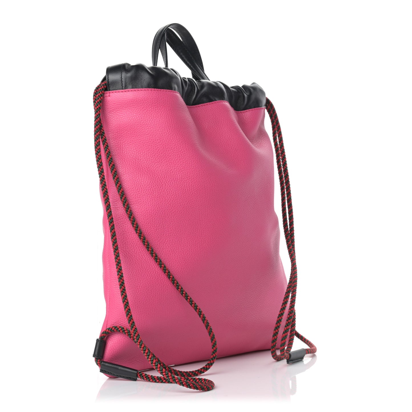 Grained Calfskin Logo Drawstring Backpack Box Pink Green Black