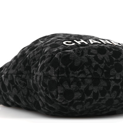 Chanel Denim Quilted Floral Print Mini Chanel 22 Black Grey 8 of 10