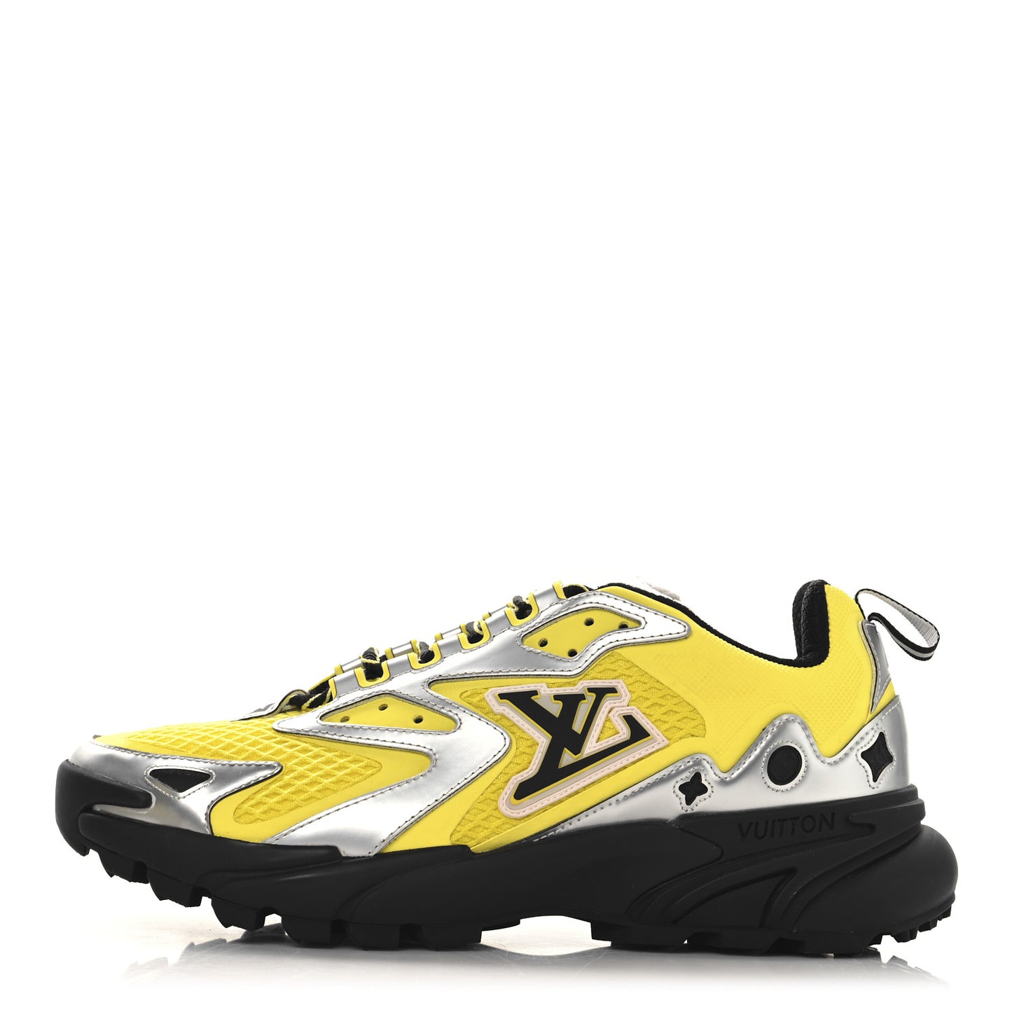 Metallic Calfskin Mesh Mens LV Runner Tatic Sneakers 6 Yellow