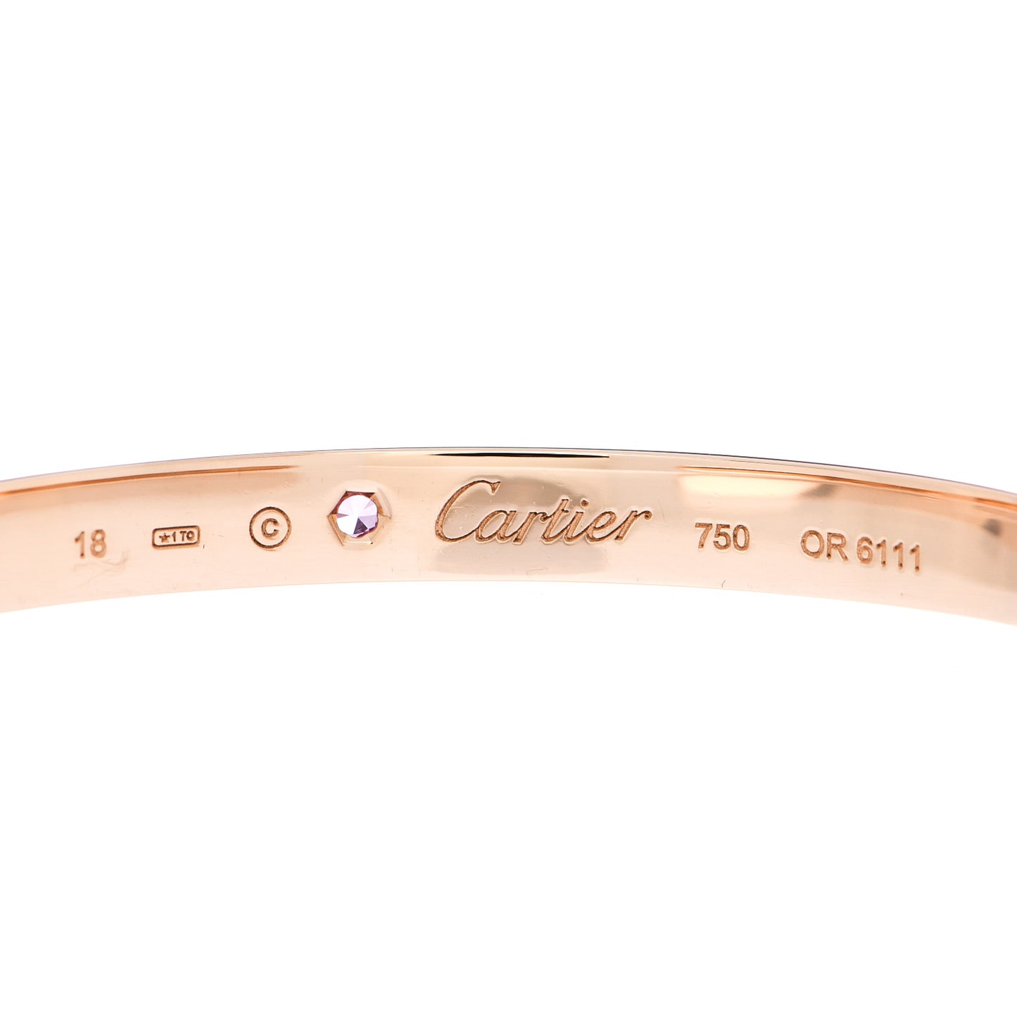 18K Pink Gold Pink Sapphire LOVE Cuff Bracelet 18