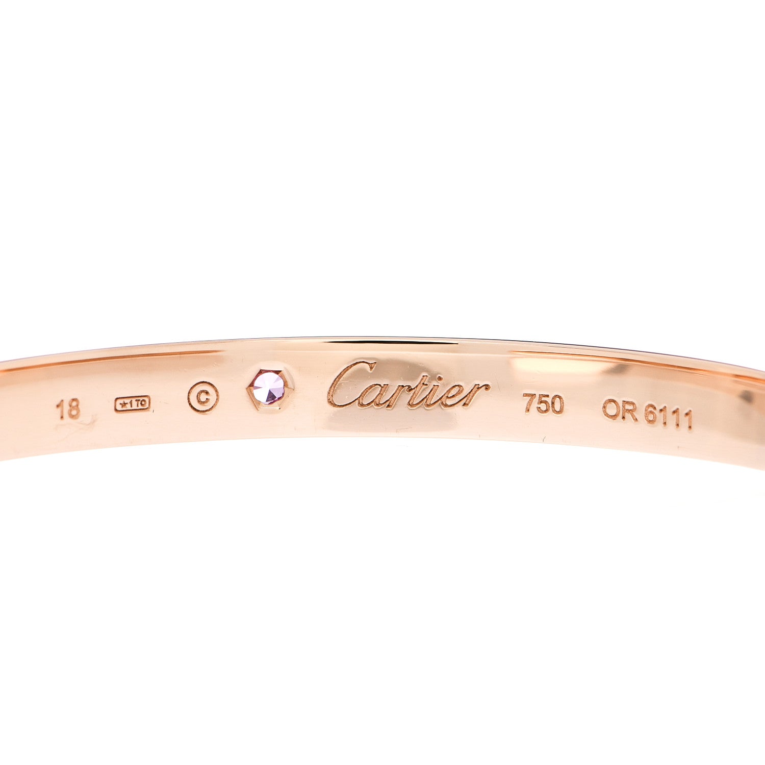 Cartier 18K Pink Gold Pink Sapphire LOVE Cuff Bracelet 18 3 of 3
