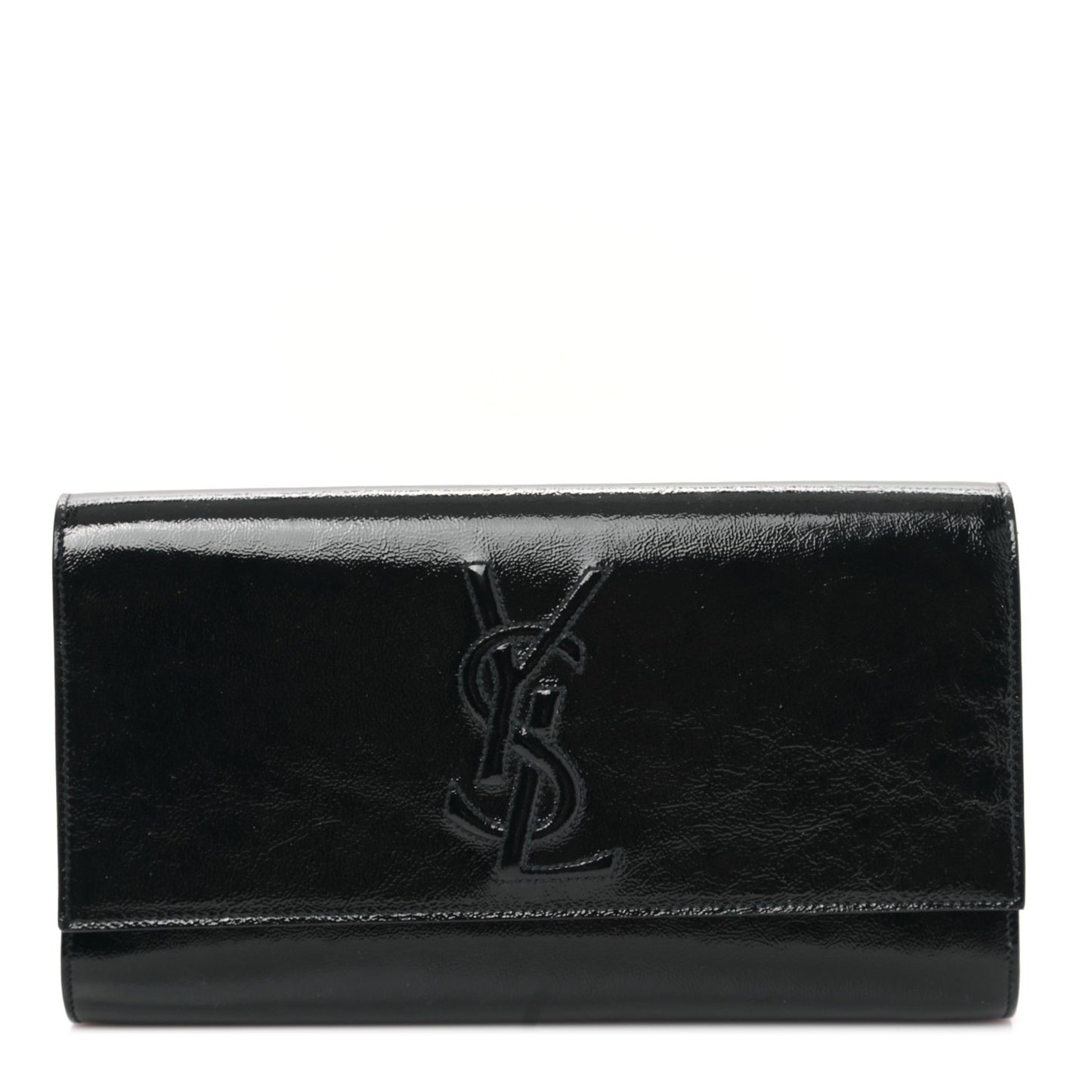 Textured Patent Monogram Large Belle De Jour Clutch Black