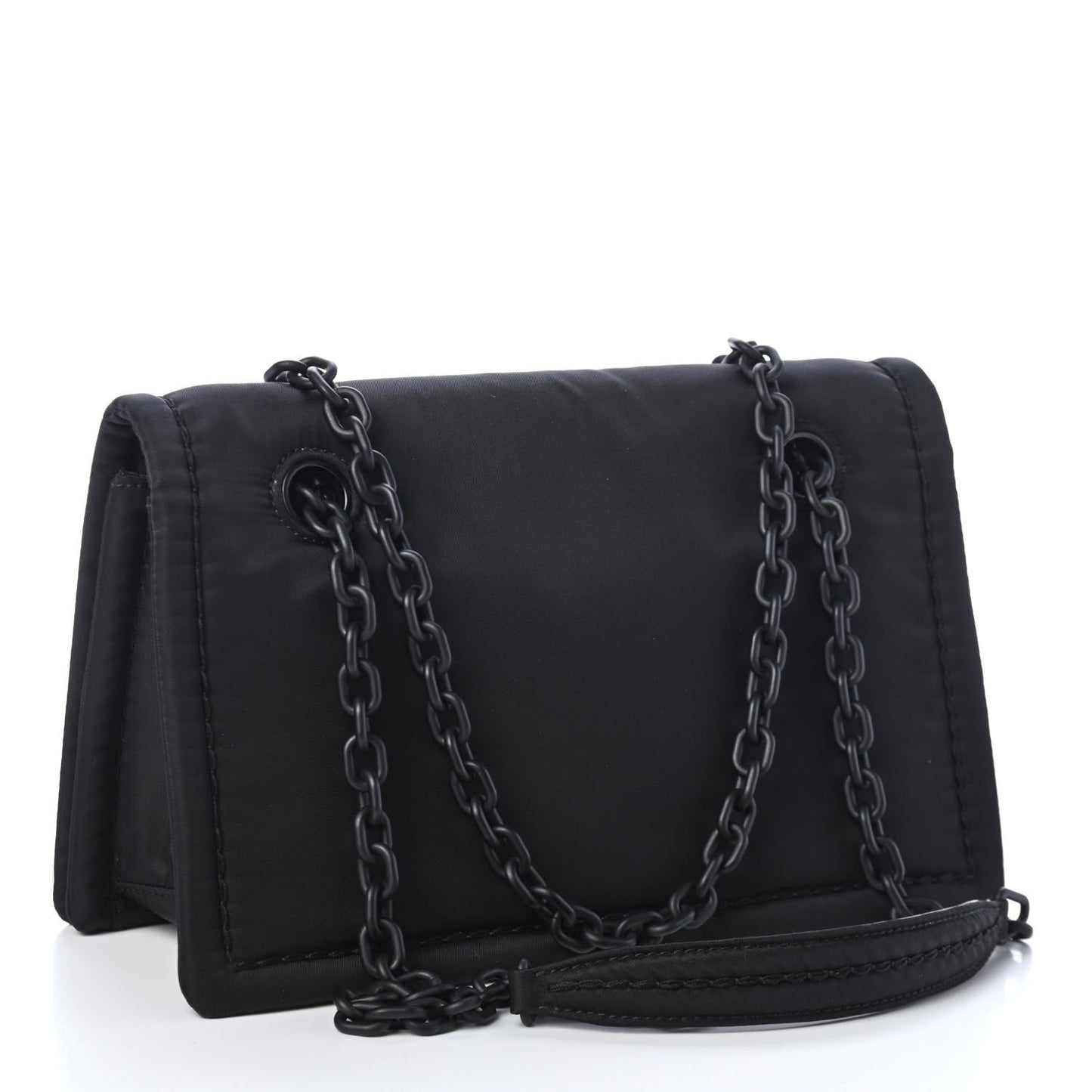 Nylon Tessuto Chain Shoulder Bag Black